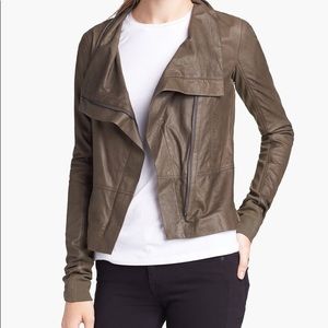 Vince Cross-Front Leather Moto Jacket